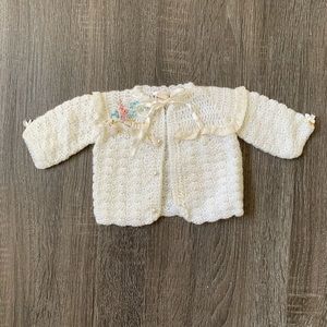 Vintage Ivory Crochet Baby Girl Sweater